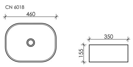 Раковина из сантехнического фарфора Ceramica Nova ELEMENT CN6018 50х40 накладная цвет белый без отверстий под смеситель