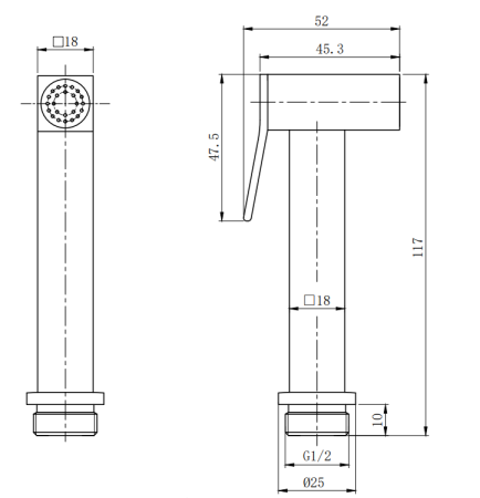 Гигиеническая лейка AltroBagno BM AltroBagnoBS060213GM цвет оружейная сталь