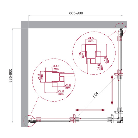 Душевой уголок BelBagno LUCE LUCE-A-2-90-P-ORO 90х90 стекло рифленое профиль золото без поддона