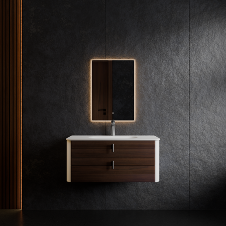 Тумба с раковиной ArtDecco Gabriella (Габриелла) AGB09W24S100 90х50 подвесная цвет коричневый/белый