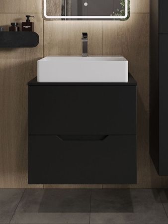 Тумба с раковиной Orange Line Li-60TubMDF+B04-500W 60х50 подвесная цвет черный