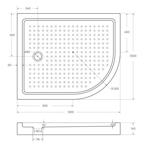 Душевой поддон Cezares TRAY-A-RH-120/100-550-15-W-L 120х100 акрил белый - фото 2