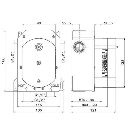 Встраиваемая часть термостатического смесителя 1/2" на 2 источника Newform 31061.00.000