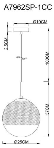 Светильник подвесной Arte Lamp JUPITER chrome (ДЖУПИТЕР цхроме) A7962SP-1CC - фото 2