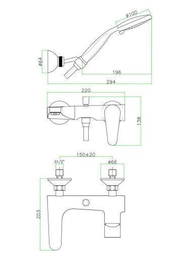 Смеситель Fiore Kera 88CR5550 настенный хром - фото 2