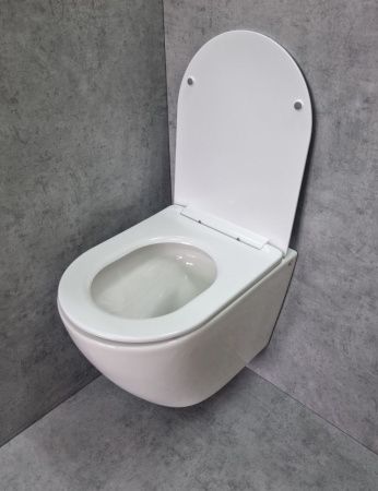 Унитаз подвесной CeramaLux TR2196 белый с сиденьем микролифт смыв торнадо