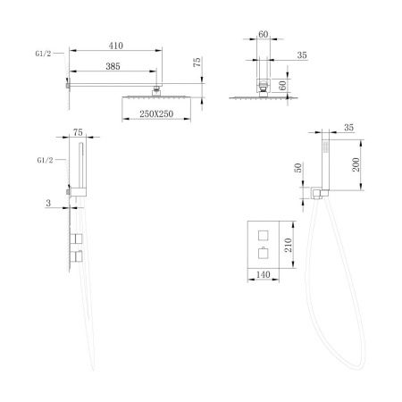 Душевая система Abber AF8251 встраиваемая в стену цвет хром с термостатом