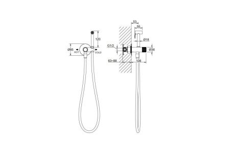 Гигиенический душ Aquatek Бетта AQ1023BGM вороненая сталь