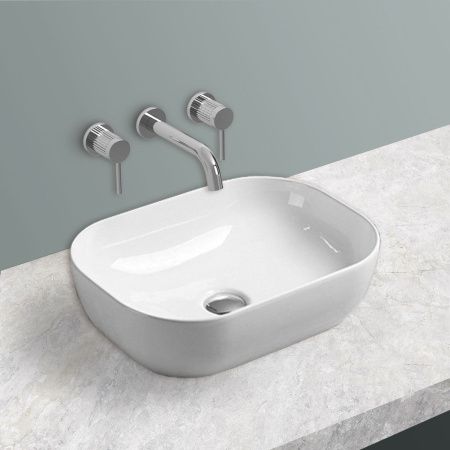 Раковина из сантехнического фарфора Vincea VBS-102 50х30 накладная цвет белый без отверстий под смеситель