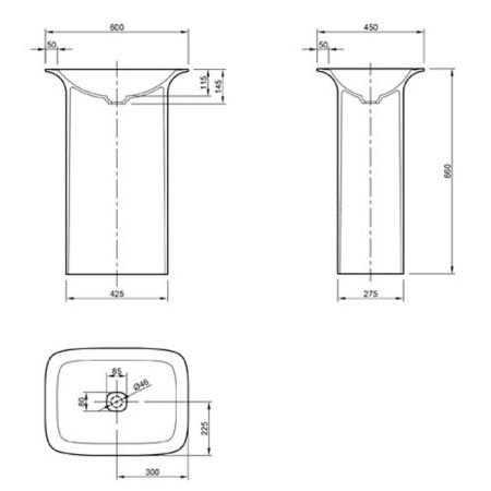 Раковина из искусственного камня Knief Glam 0600-082-01 60 см напольная цвет белый без отверстий под смеситель