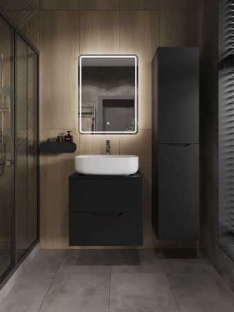 Тумба с раковиной Orange Line Li-60TubMDF+B07-540W 60х50 подвесная цвет черный