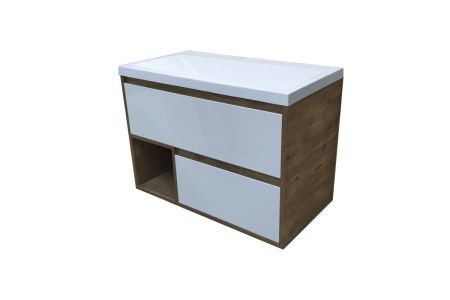 Тумба с раковиной Эстет Monaco Wood ФР-00010683 80х50 подвесная цвет белый/бежевый