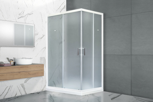 Душевой уголок Royal Bath HPD RB8100HPD-C 100х80 стекло матовое профиль белый