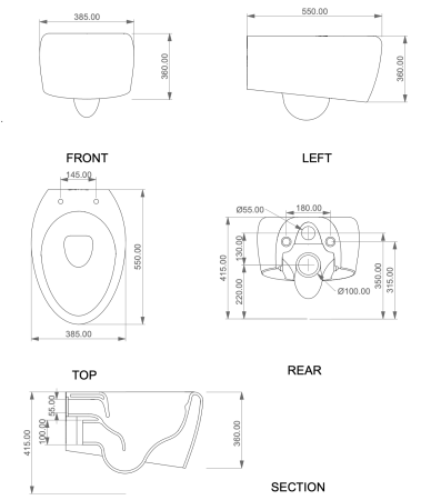 Чаша унитаза подвесная GSG Ceramic Design Touch TOWCSOSC000 цвет белый без сиденья безободковая смыв торнадо