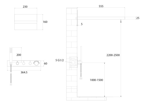 Душевая система ABBER AF8752SP встраиваемая в стену - фото 3
