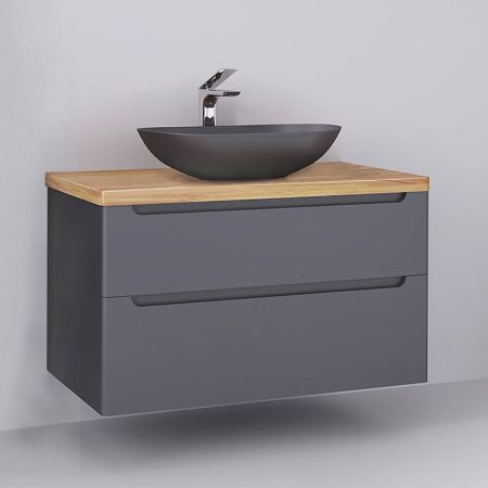 Тумба под раковину Jorno WOOD wood.01.100/P/GR 100х50 подвесная цвет серый