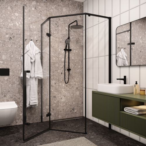 Душевой уголок Cerutti SPA C2A 100х100 стекло прозрачное профиль черный - фото 4