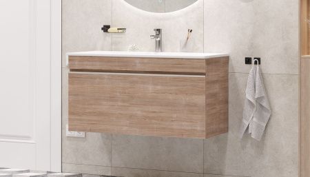 Тумба под раковину Velvex PULSUS tpPUL.100-25 100х40 подвесная цвет коричневый