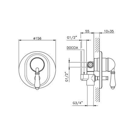 Смеситель для душа Nicolazzi El Capitan 3460BZ75 встраиваемый в стену бронза (внешняя часть)