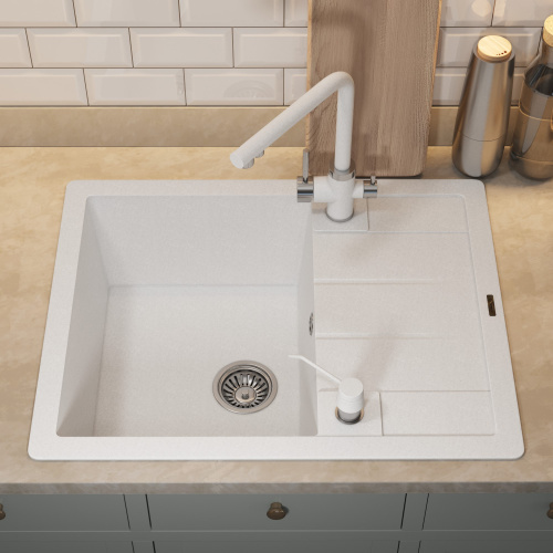 Кухонная мойка Uperwood Quartz Premium UPD-03 3910202108 65x51 цвет белый матовый - фото 4