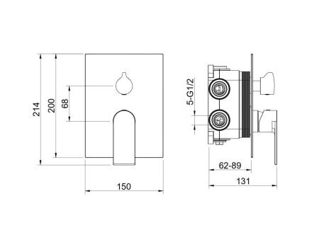 Смеситель для ванны Aquatek ЛИРА AQ1447CR встраиваемый в стену хром