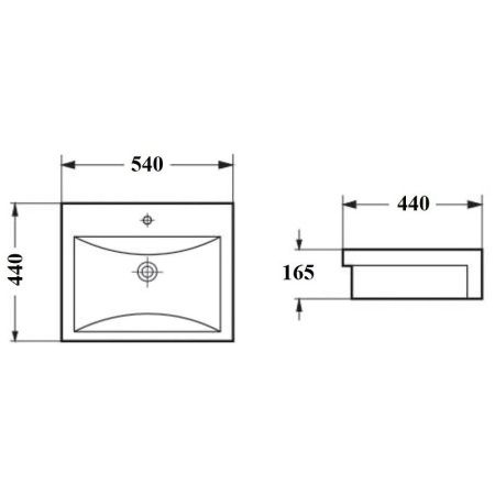 Раковина из сантехнического фарфора Bond Cube S11-540 50х40 встраиваемая цвет белый 1 отверстие под смеситель
