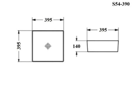 Раковина из сантехнического фарфора Bond Cube S54-390 40х40 накладная цвет белый без отверстий под смеситель