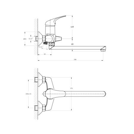 Смеситель для ванны Rush Corsica CO4240-51 настенный хром