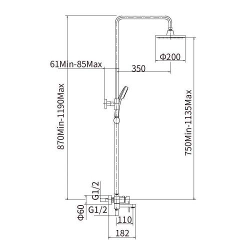 Душевая стойка Fashun A2482-8 настенная цвет хром/белый - фото 3