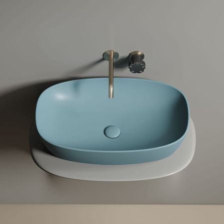 Раковина из сантехнического фарфора Ceramica Nova ELEMENT CN6049MLG 60х40 накладная цвет зеленый без отверстий под смеситель