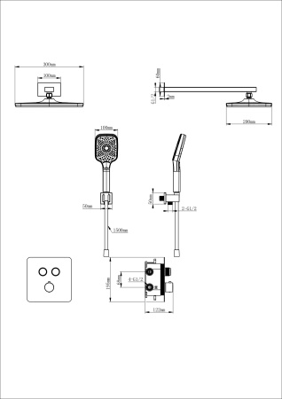 Душевая система Wonzon & Woghand WW-B4003-MW встраиваемая в стену цвет белый с термостатом