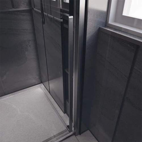 Душевая дверь Veconi Premium Trento PTD30-GR-150-01-C4 150х200 стекло прозрачное профиль графит брашированный - фото 3