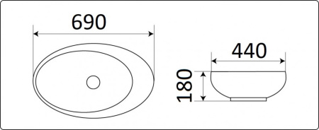Раковина из санфаянса CeramaLux 78456 69х44 накладная цвет черный глянцевый
