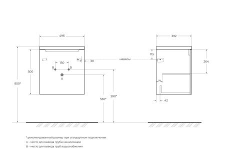 Тумба под раковину BelBagno Etna ETNA-500-1A-SO-BL-P-L 50х40 подвесная цвет белый
