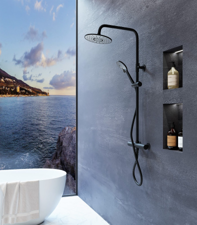 Душевая стойка Agger Thermo A2451244 настенная цвет черный с термостатом