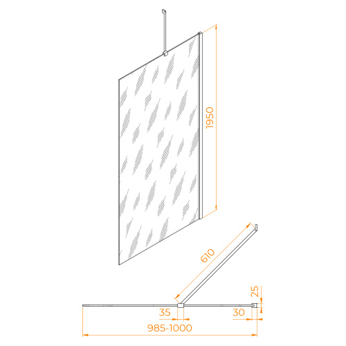 Боковая стенка RGW 06221400-11 100х195 стекло прозрачное профиль хром глянцевый - фото 2 Боковая стенка RGW 06221400-11 100х195 стекло прозрачное профиль хром глянцевый - фото 2