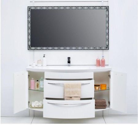 Тумба с раковиной De Aqua Лонг 00186446 140х50 подвесная цвет белый