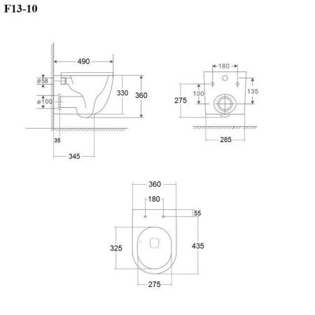 Унитаз подвесной Bond Oval F13-10 белый с сиденьем микролифт безободковый смыв торнадо