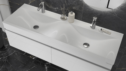 Раковина из литьевого мрамора Velvex PULSUS rkPUL.140-81 140х48 накладная цвет белый без отверстий под смеситель - фото 2