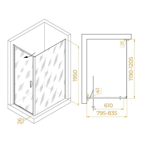 Душевой уголок RGW Stilvoll 703214582-11 120х80 стекло прозрачное профиль хром без поддона - фото 5