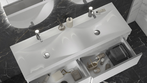 Раковина из литьевого мрамора Velvex PULSUS rkPUL.140-81 140х48 накладная цвет белый без отверстий под смеситель - фото 3