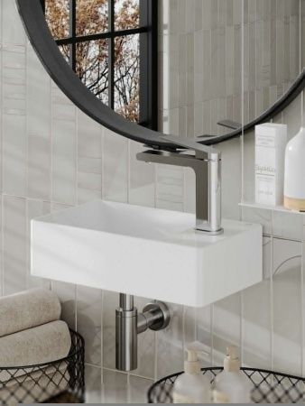 Раковина из сантехнического фарфора Orange B05-375LW 40х20 подвесная цвет белый 1 отверстие под смеситель