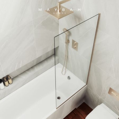 Душевая шторка на ванну Maybah Glass MGV-59-2у 60х140 стекло прозрачное профиль бронза ориентация универсальная