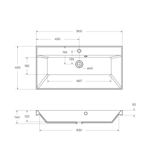 Раковина из искусственного камня BelBagno BB900/450-LV-MR-AST 90х45 накладная цвет белый матовый - фото 2