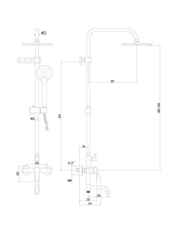 Душевая стойка Fmark FS8245A настенная цвет хром