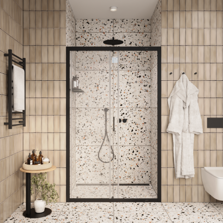 Душевая дверь Cerutti SPA GLORIA D120B 120х195 стекло прозрачное профиль черный