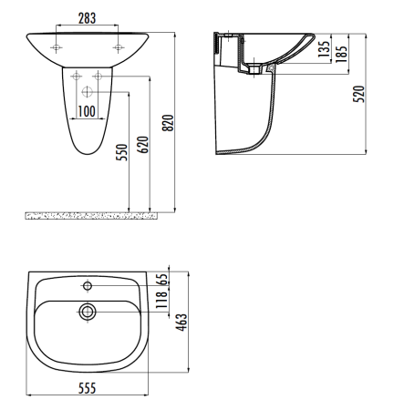 Раковина из сантехнического фарфора Creavit Pitta PA055-00CB00E-0000 60х50 подвесная цвет белый 1 отверстие под смеситель
