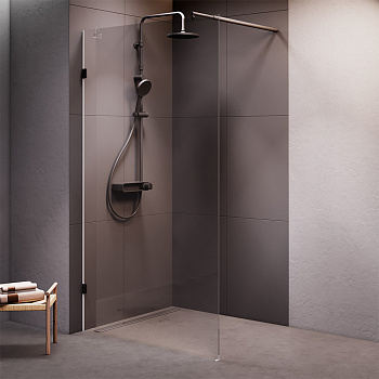 Душевая перегородка Am.Pm X-Joy W94UWI-110-F1-BTE 110х195 стекло прозрачное профиль черный