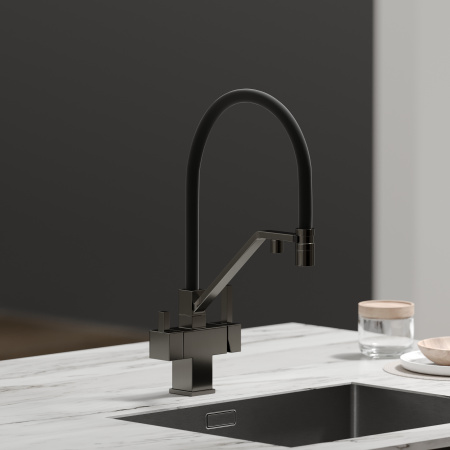 Смеситель для кухни Sancos Loro SC4007GG на мойку вороненая сталь/черный