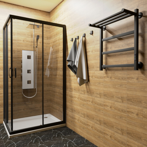 Полотенцесушитель Маргроид Вид 81-10 профильный 8110p-6050-1083-9005R 56х60 электрический черный матовый - фото 3